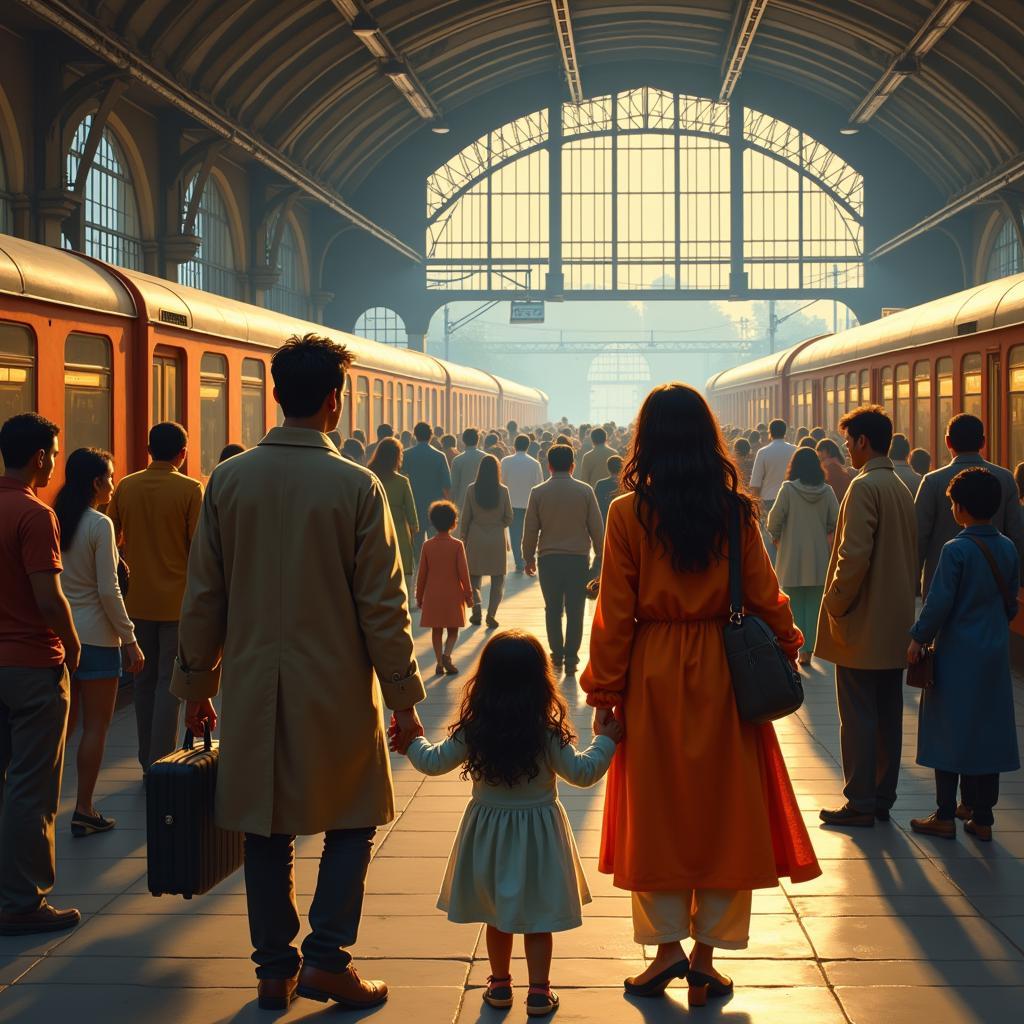 Family Farewell at Train Station