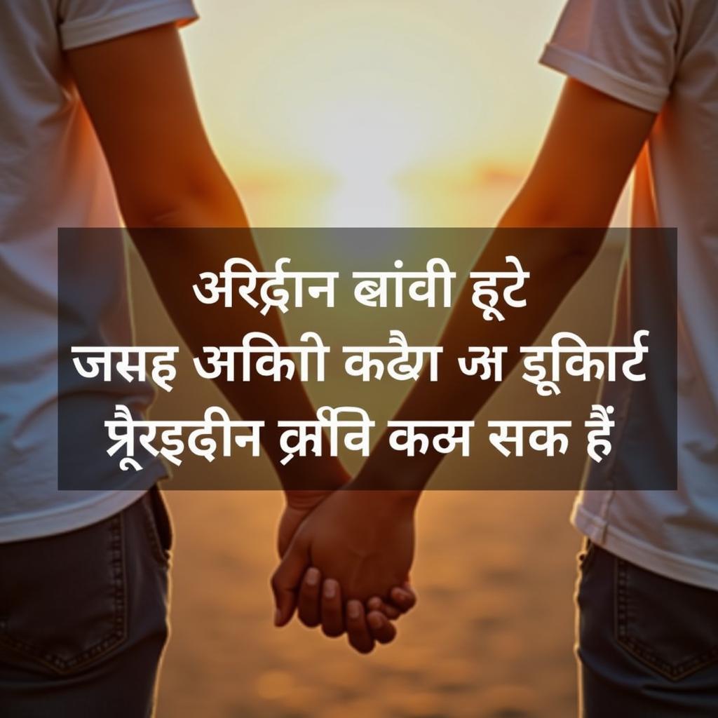 Friends holding hands, symbolizing a strong bond, with Hindi text overlayed.