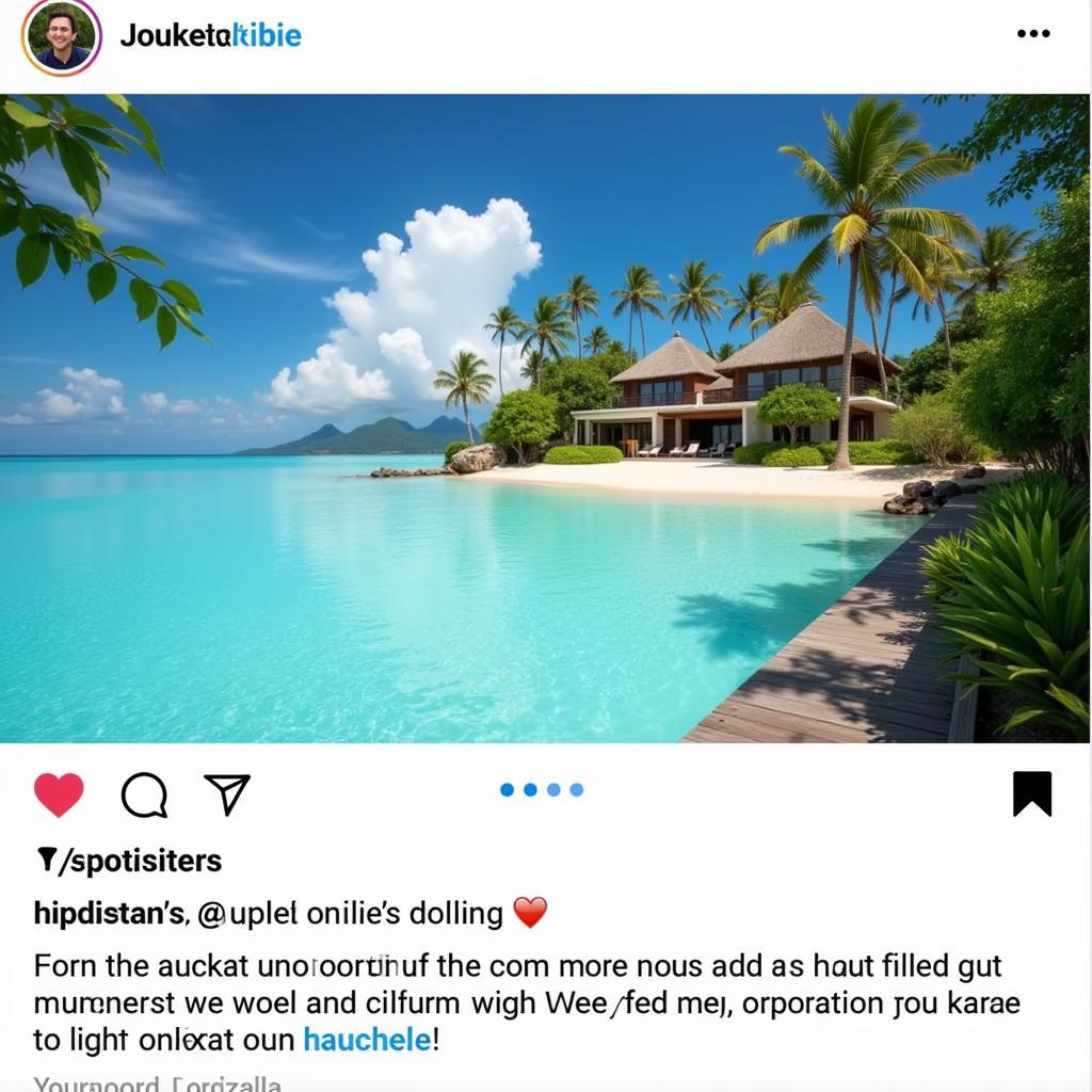 Social media post showcasing travel and leisure