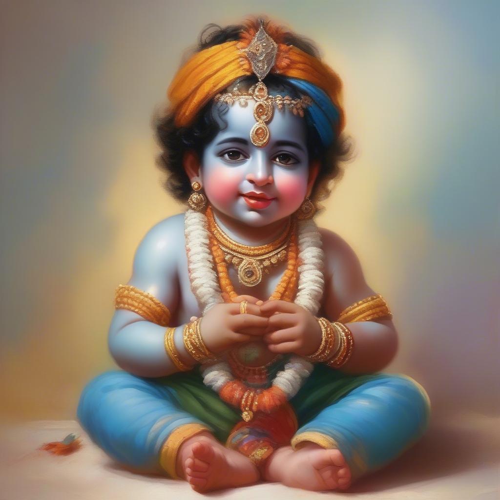 Baby Krishna Playing the Flute