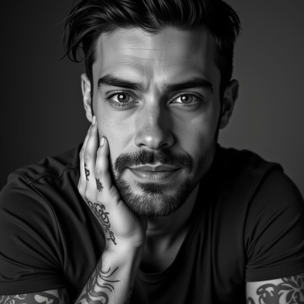 Close-up Portrait of Man with Tattoos