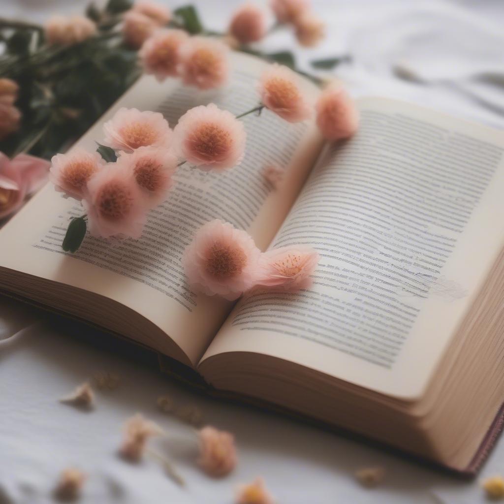 Open Book with Flowers