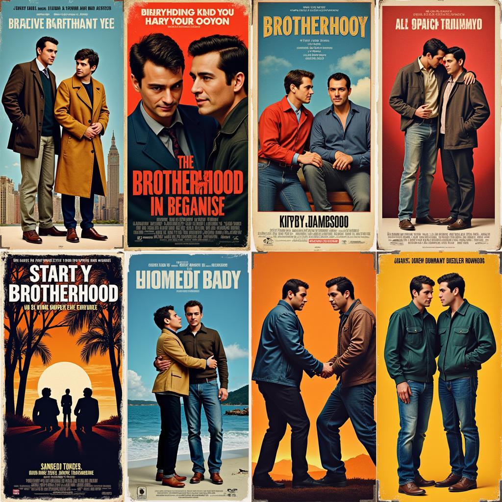 Image showing a collage of movie posters and book covers depicting brotherhood.