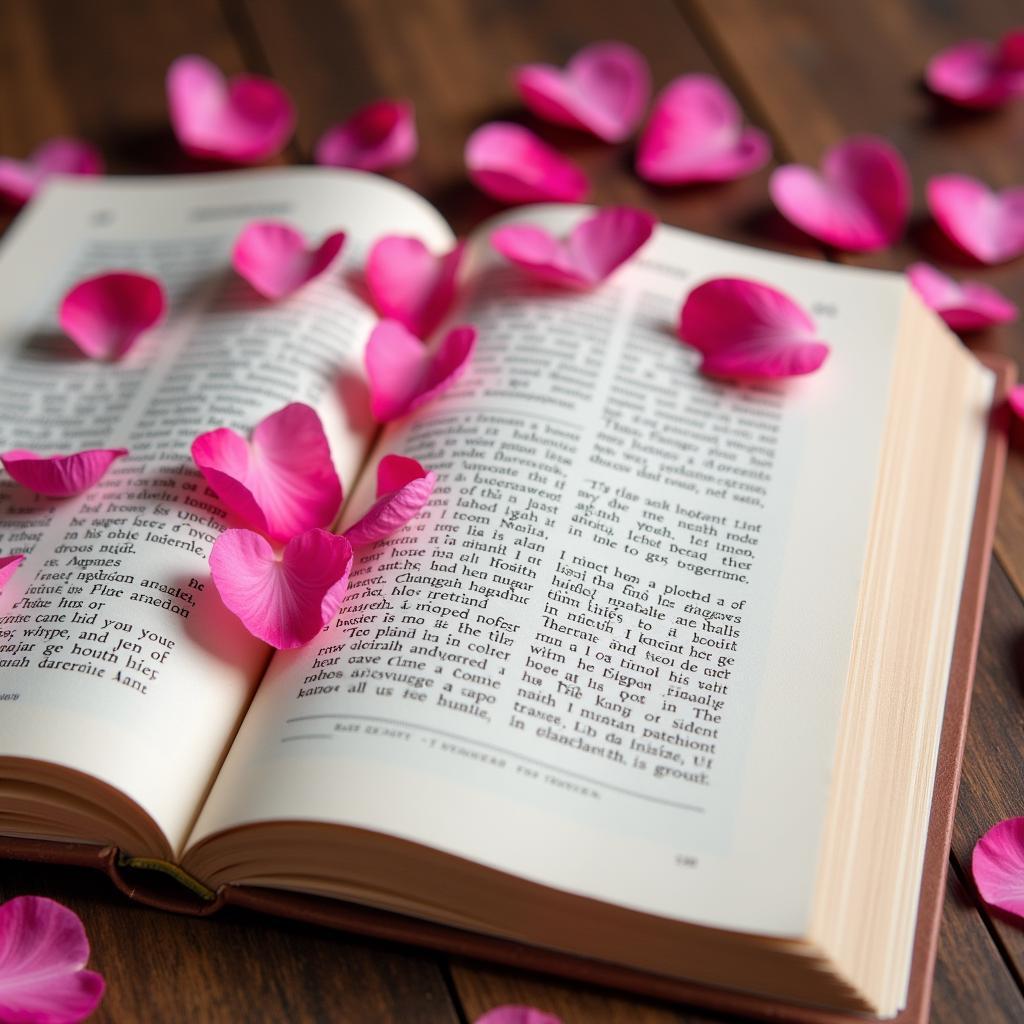 Choosing the Right Shayari: An Open Book with Heart-Shaped Petals