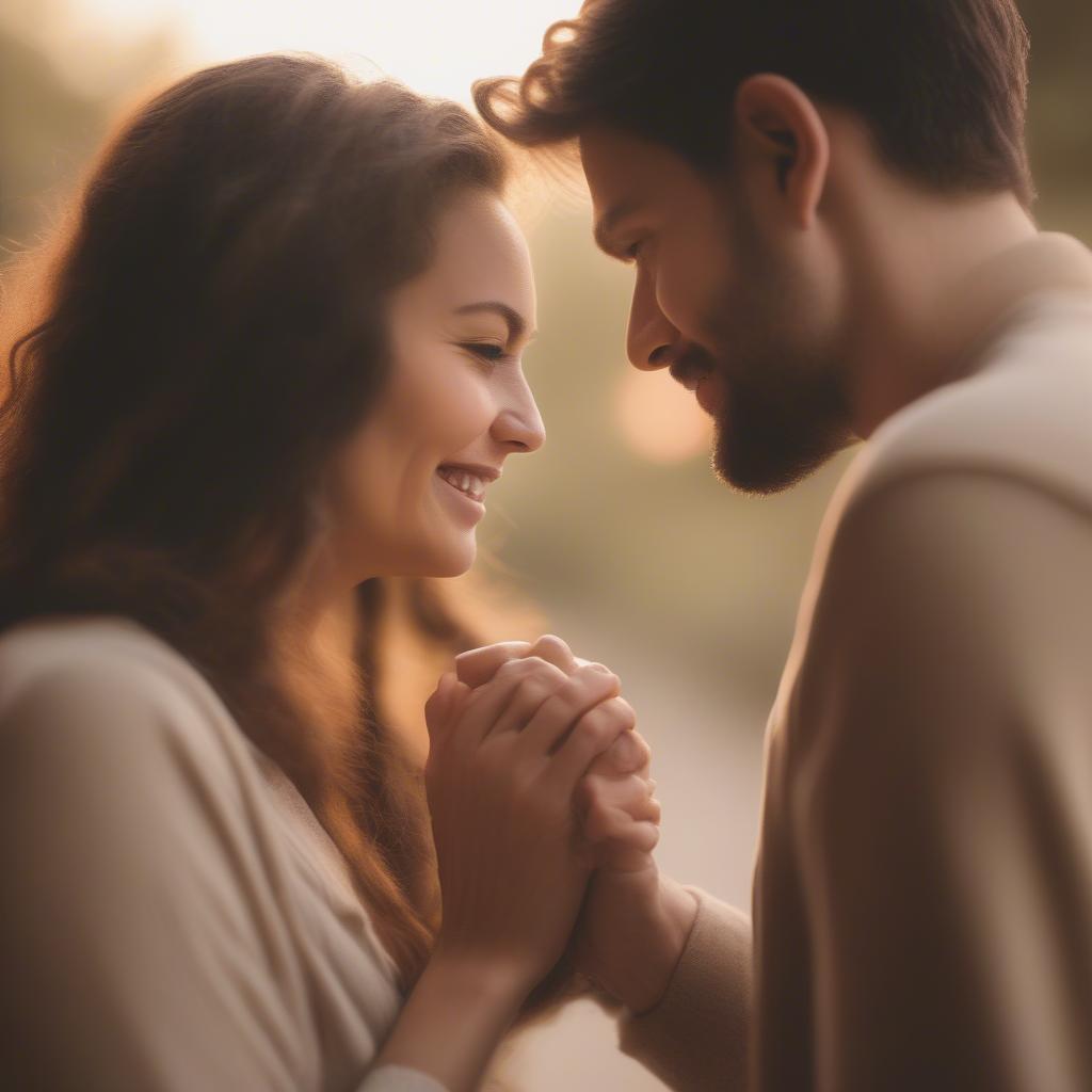 Couple holding hands, symbolizing connection through words.