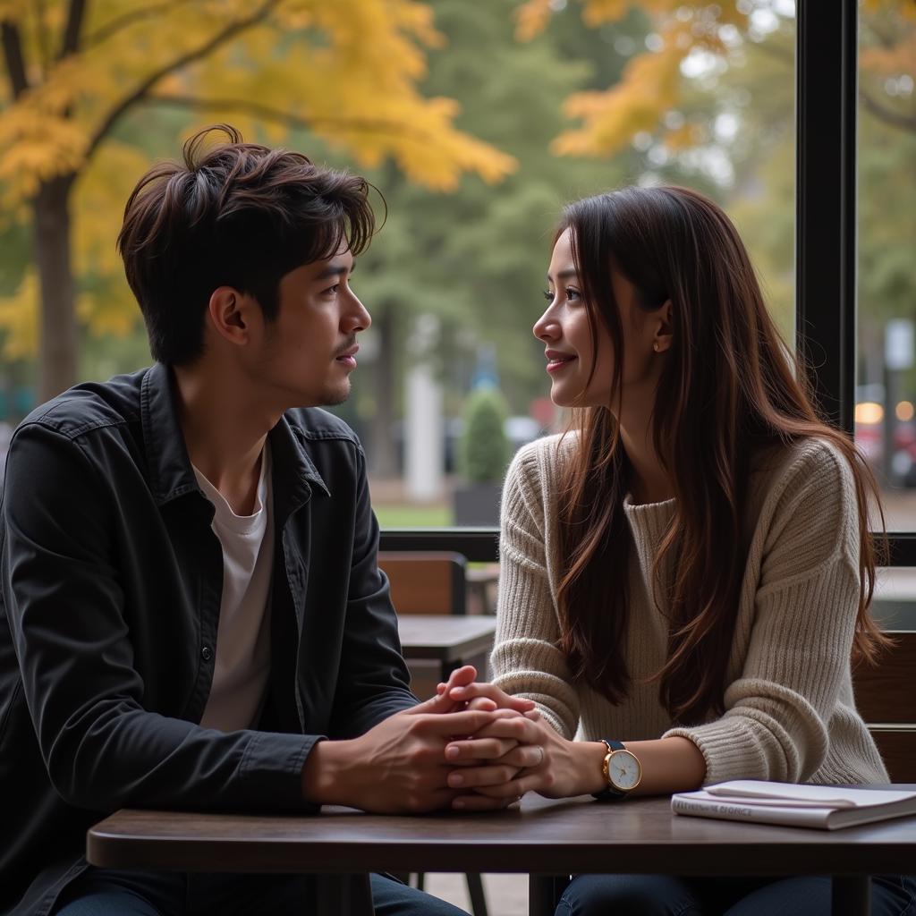 Couple Engaged in Deep Conversation Showing Understanding