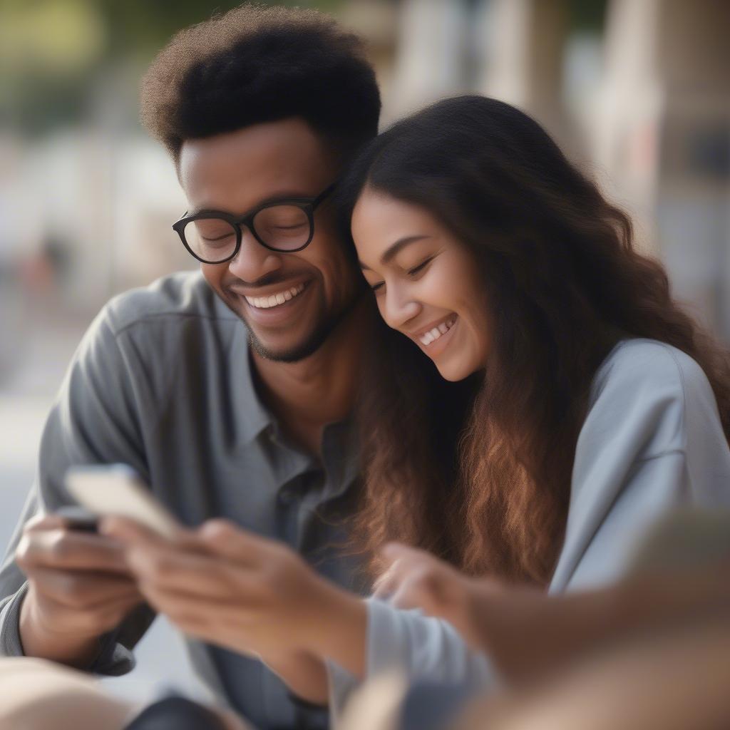 Couple Reading a Message Together