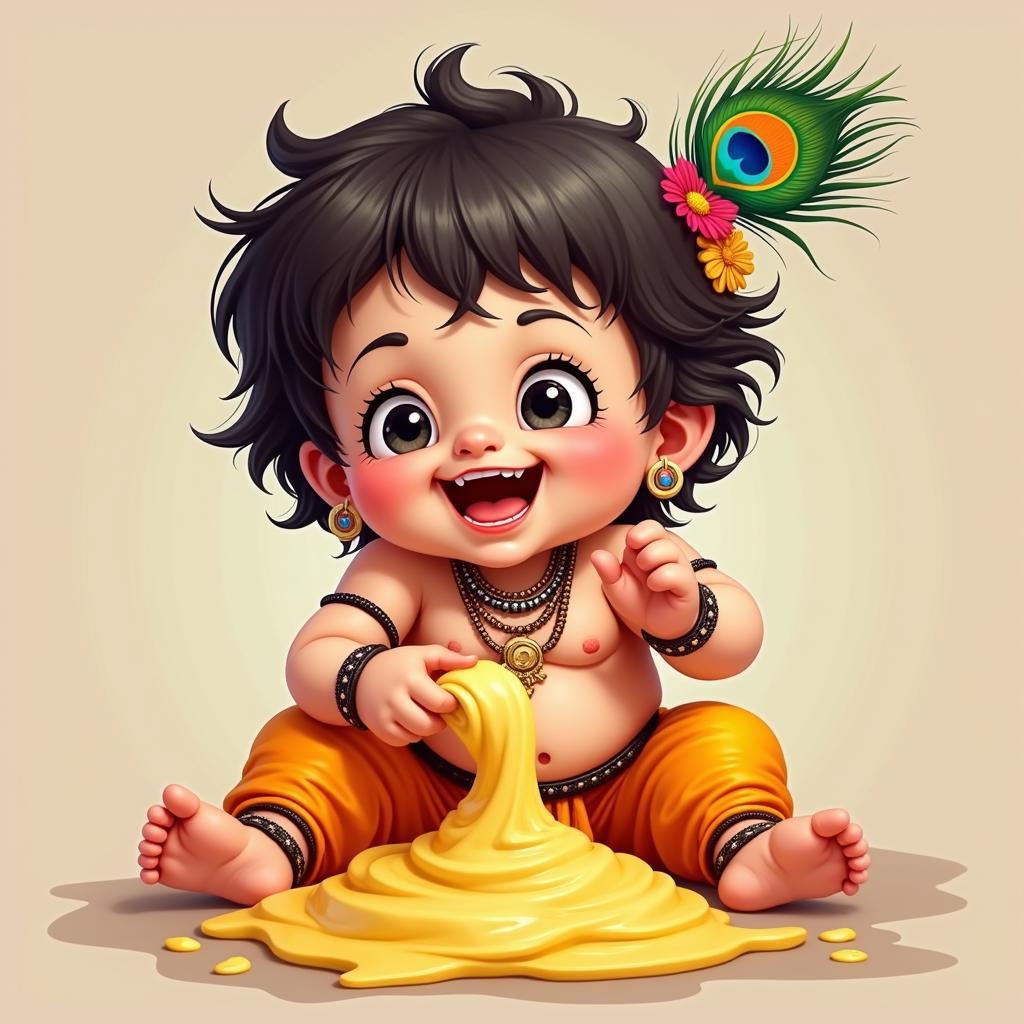 Cute Baby Krishna Eating Butter