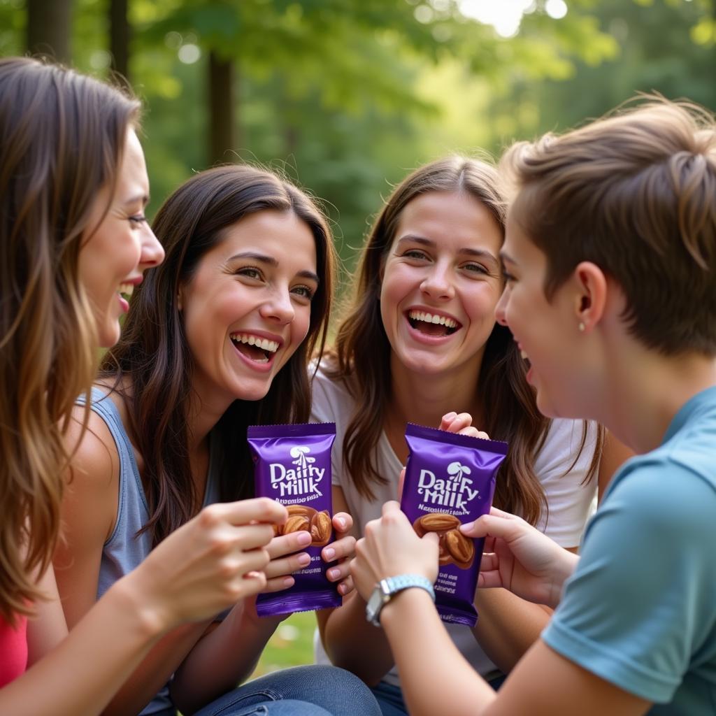 Friends Sharing Dairy Milk Chocolate