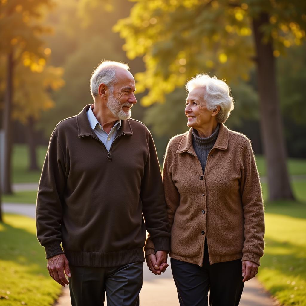 An elderly couple holding hands, representing a lifelong journey of love.