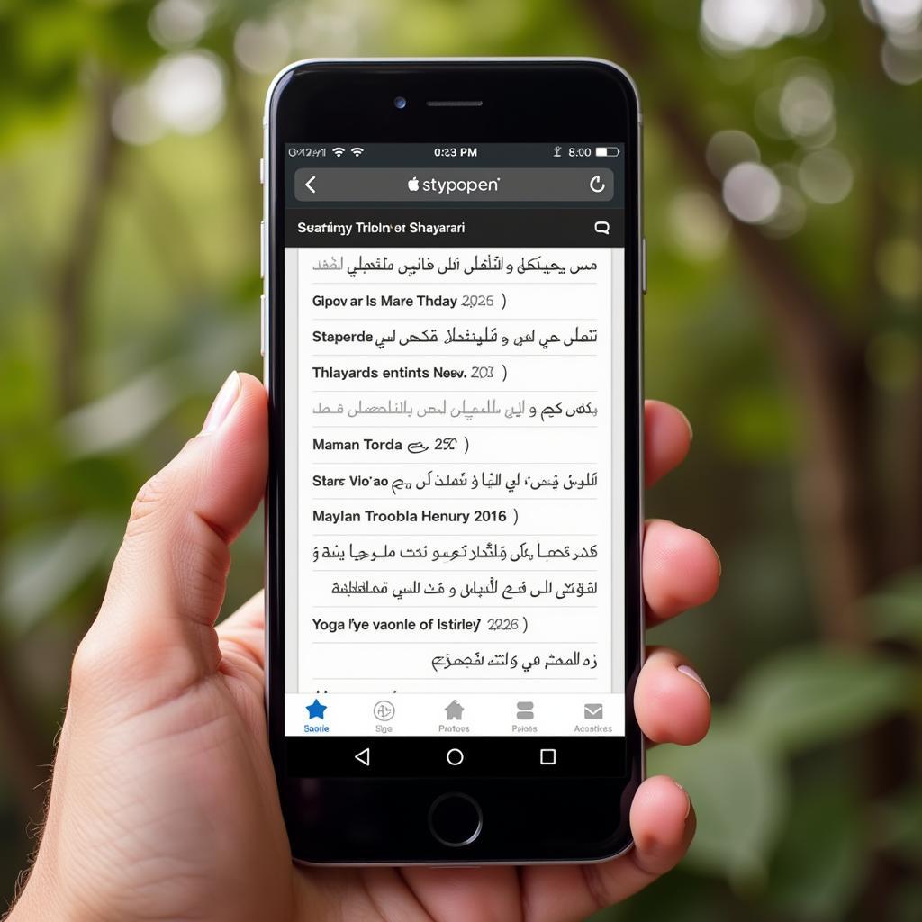 A smartphone displaying a website with various shayari, representing the accessibility of shayari in the digital age.