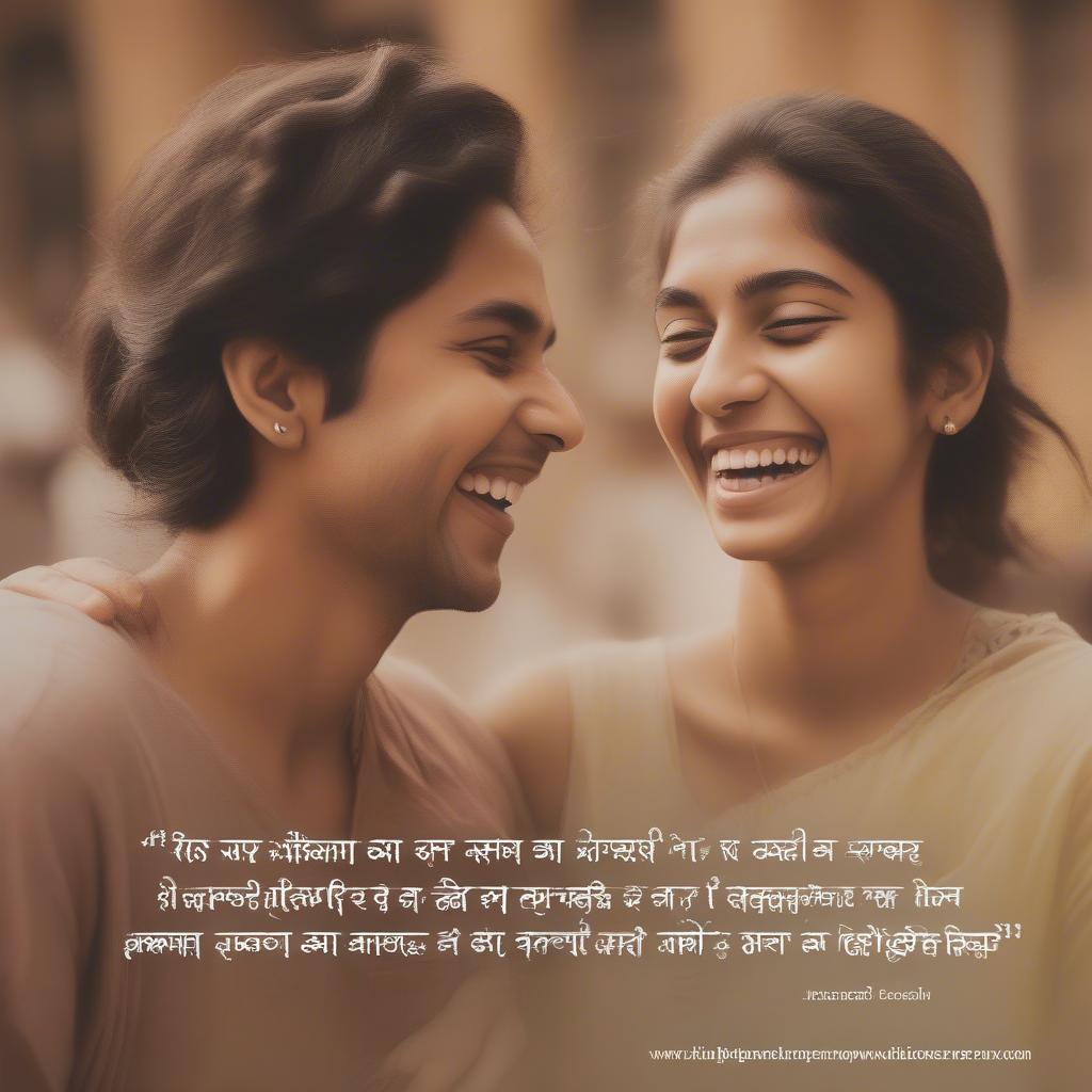 Friends Laughing Together with Do Line Shayari Overlay