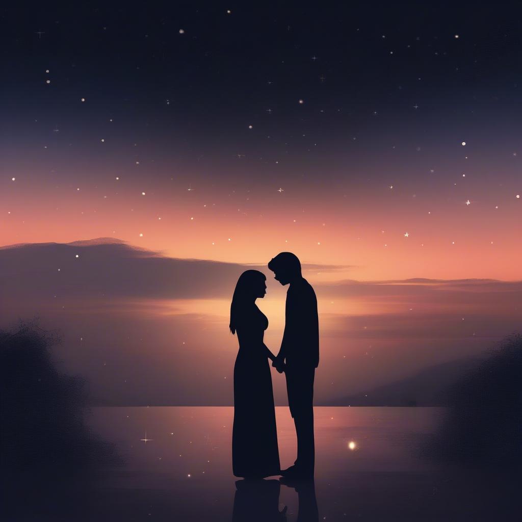 Romantic Do Line Shayri: A Couple Embracing Under a Starry Sky