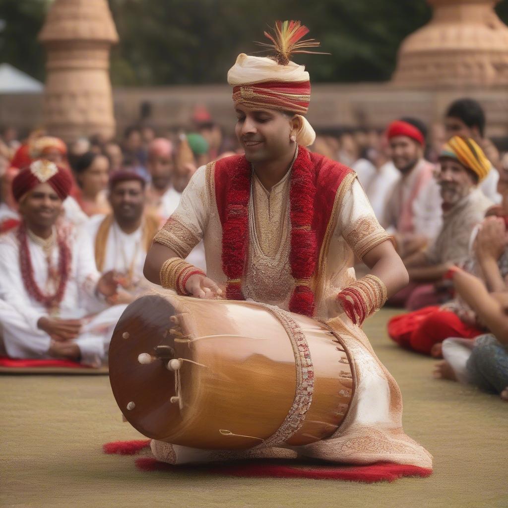 Indian Dugi Drum in Traditional Ceremony