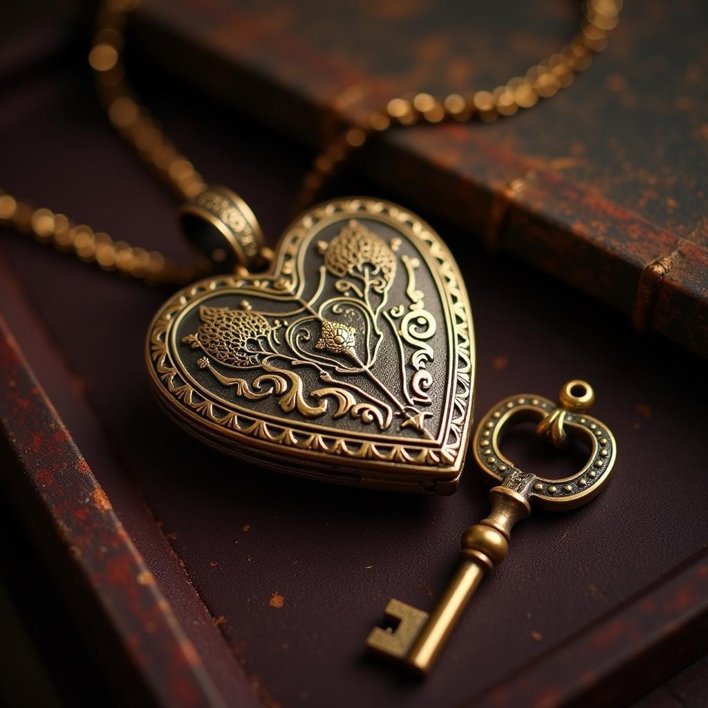 Heart-shaped locket with a key, symbolizing love and security