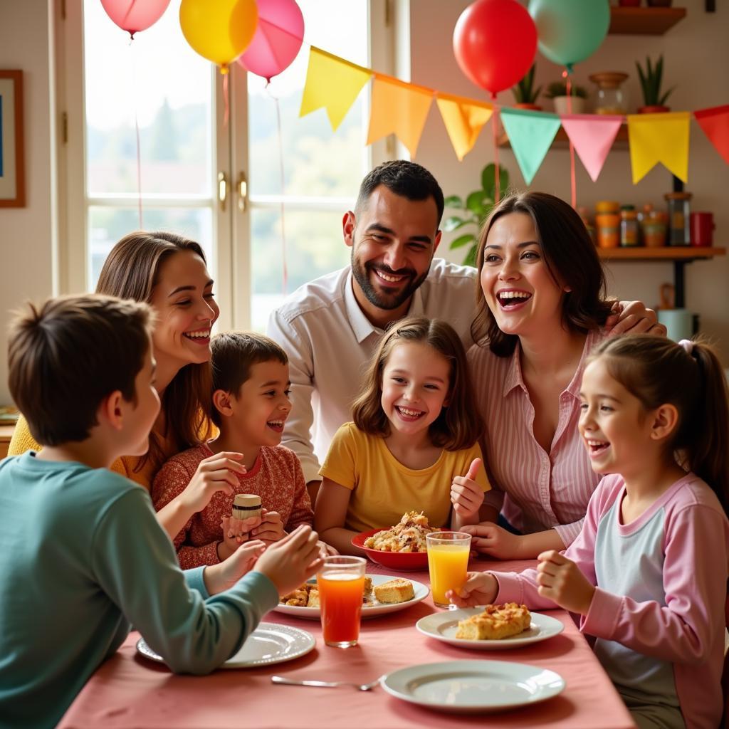 Family celebrating together