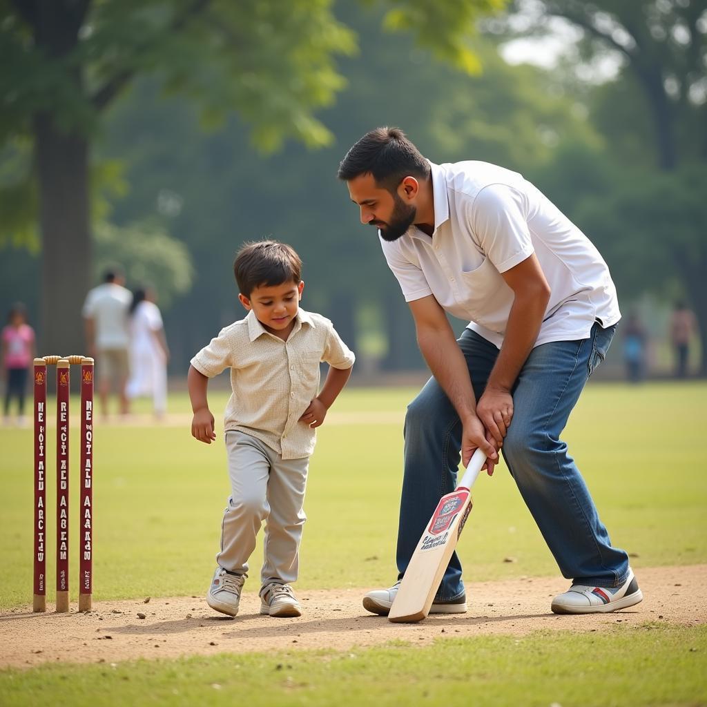 Father and Son Bonding Over Cricket in India