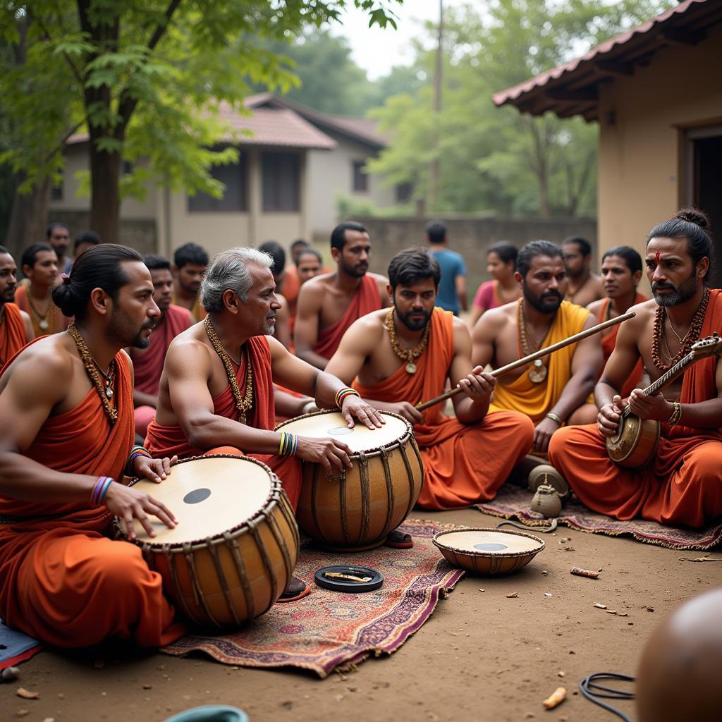 Folk Music Indian Village Scene