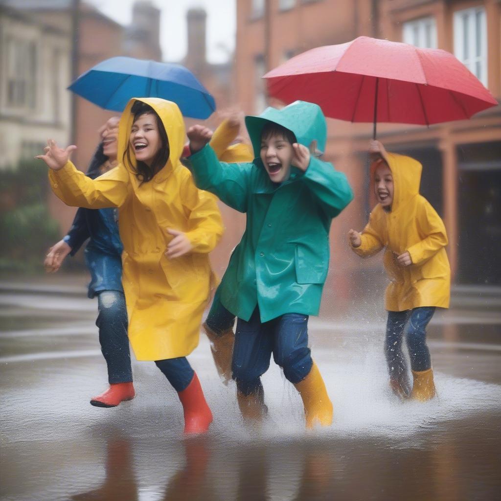 Friends Enjoying the Rain