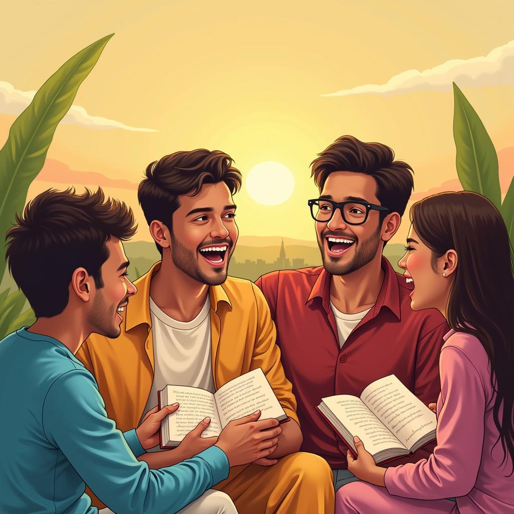 Friends Laughing at Funny Shayari