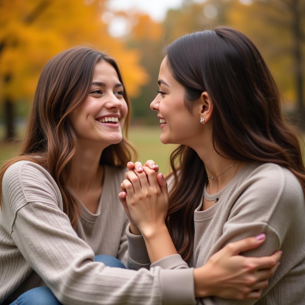 Girl Expressing Love Through Caring Gestures