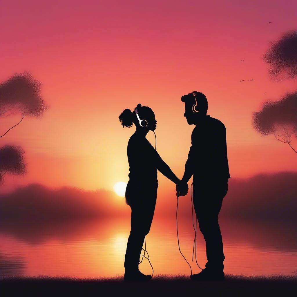 Romantic Melody Download: A couple enjoying the sunrise while listening to music.