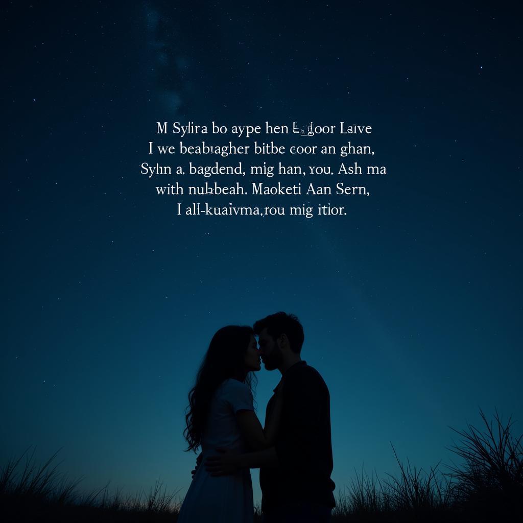 Couple embracing under a starlit sky while reciting shayari