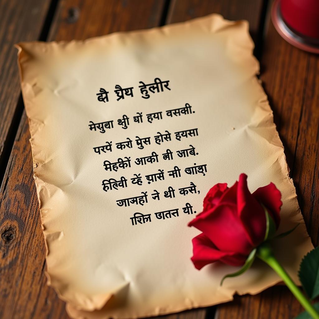 Heartfelt Shayari: A Handwritten Note on Rustic Paper