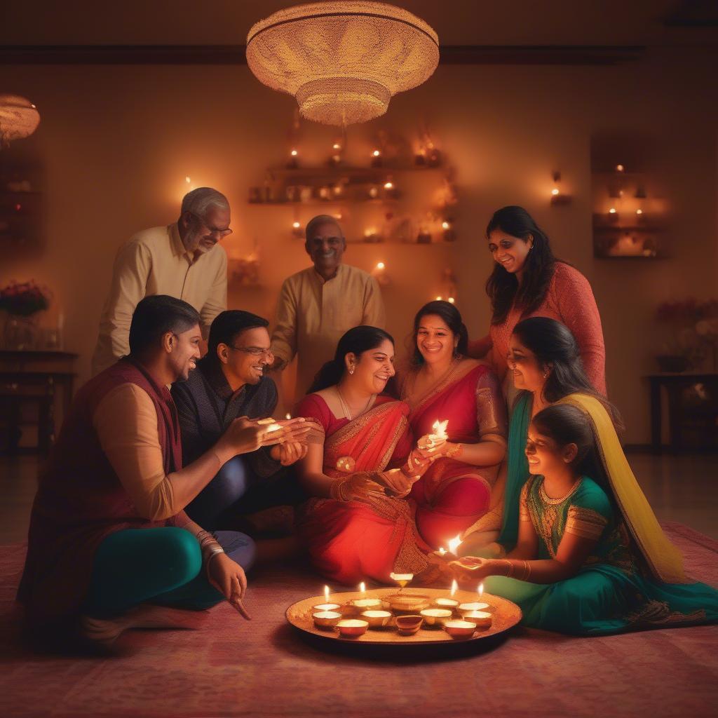 Family Celebrating Diwali, Embracing the Cultural Significance of Hindi Quotes