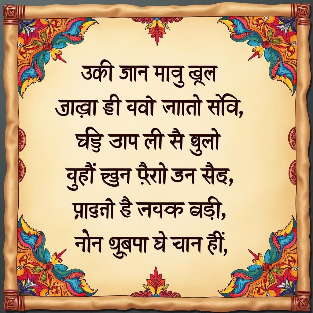 Artistic calligraphy of Hindi shayari