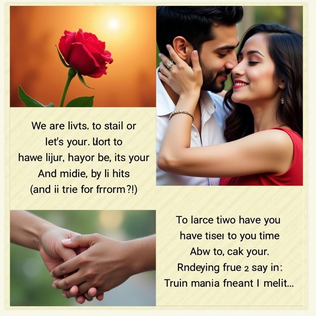 Hindi Shayari Love Expressions: A collage of images showcasing various expressions of love along with two-line Hindi shayari.