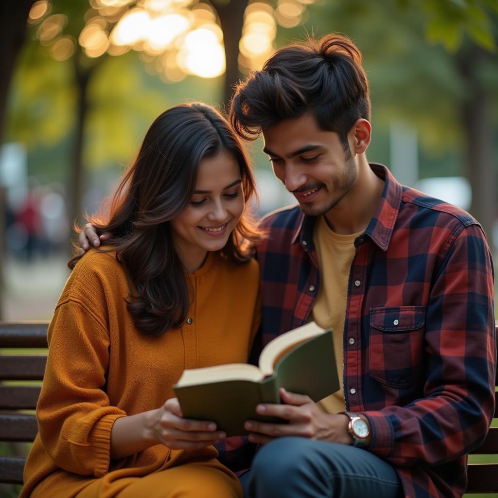 Romantic Couple Sharing Shayari