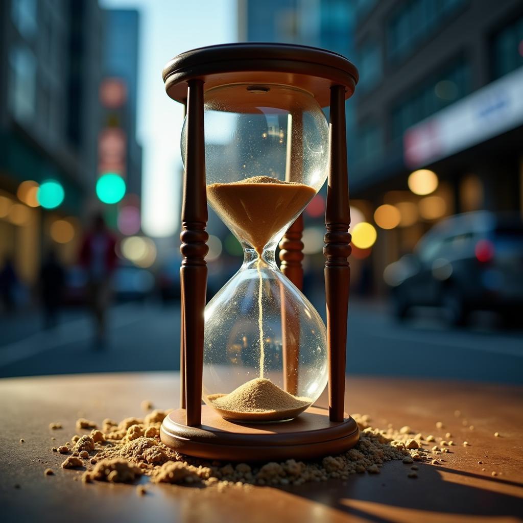 Hourglass with Sand Representing Time Passing