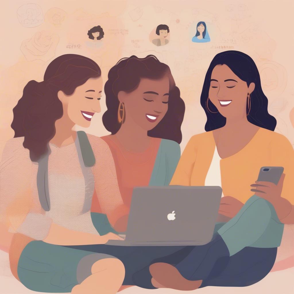 Group of Women Connecting Online