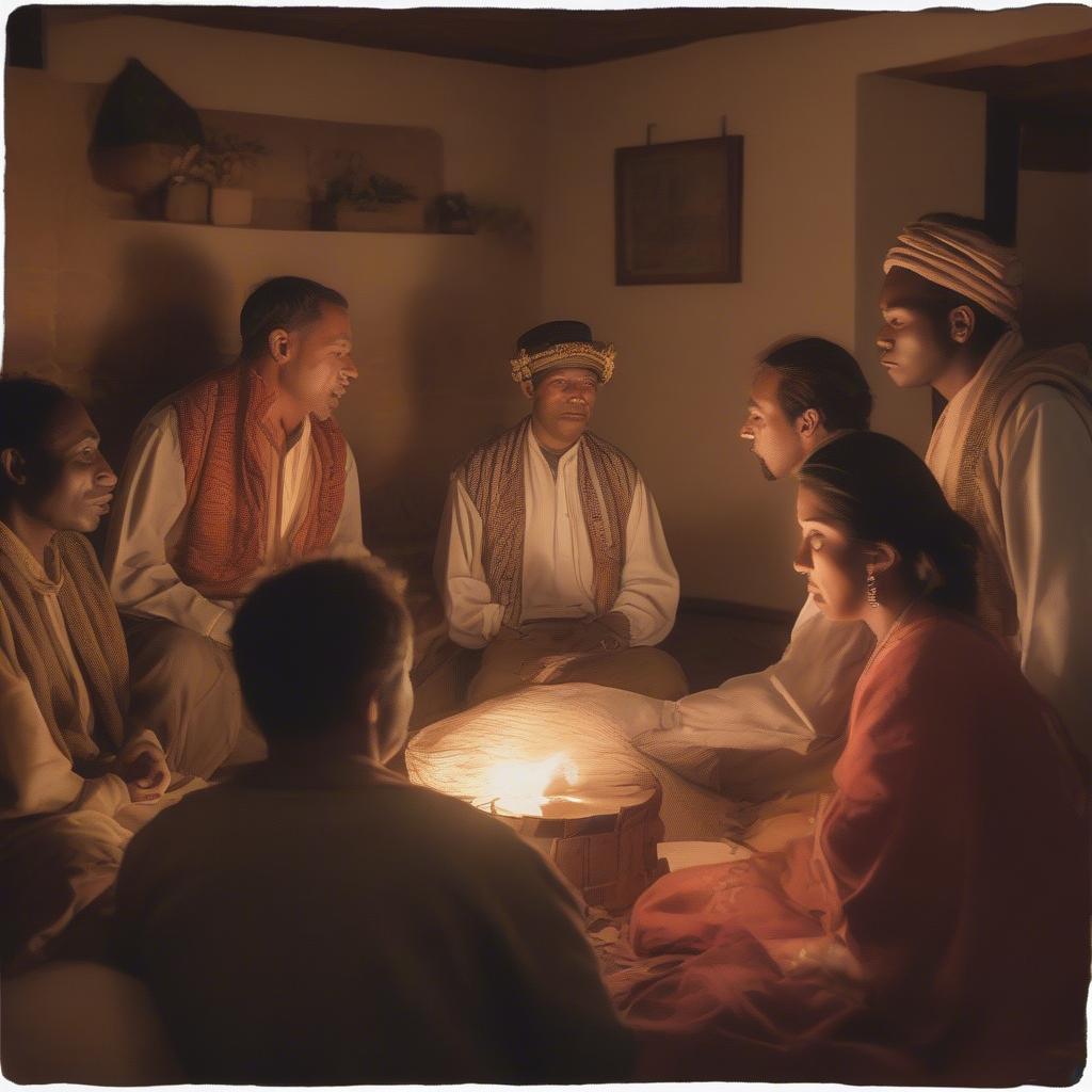 The Impact of Poetry: A group of people listening intently to a poetry recitation, showcasing the emotional connection and cultural significance of shayari.