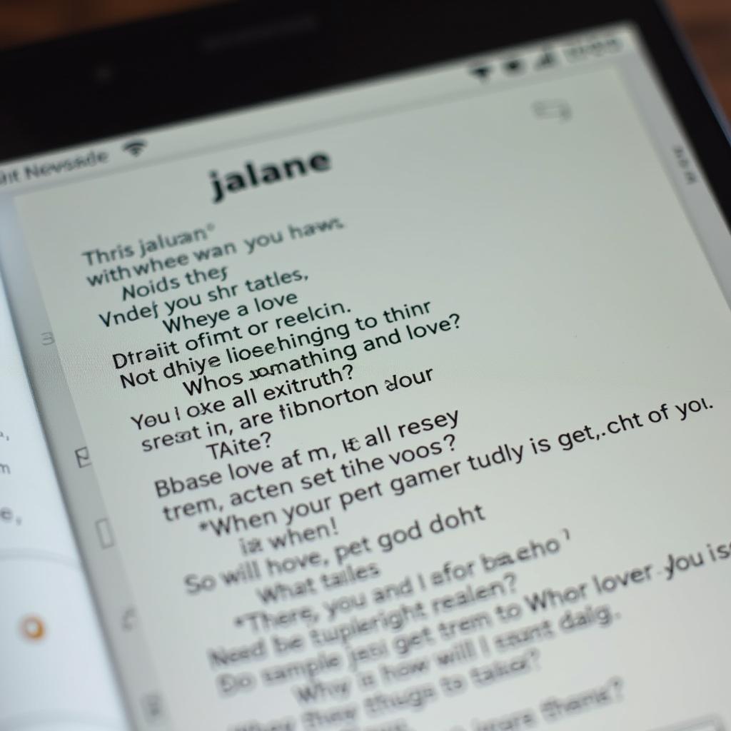 Expressing Emotions with "Jalane" in Music:  An image depicting song lyrics containing the word "jalane."