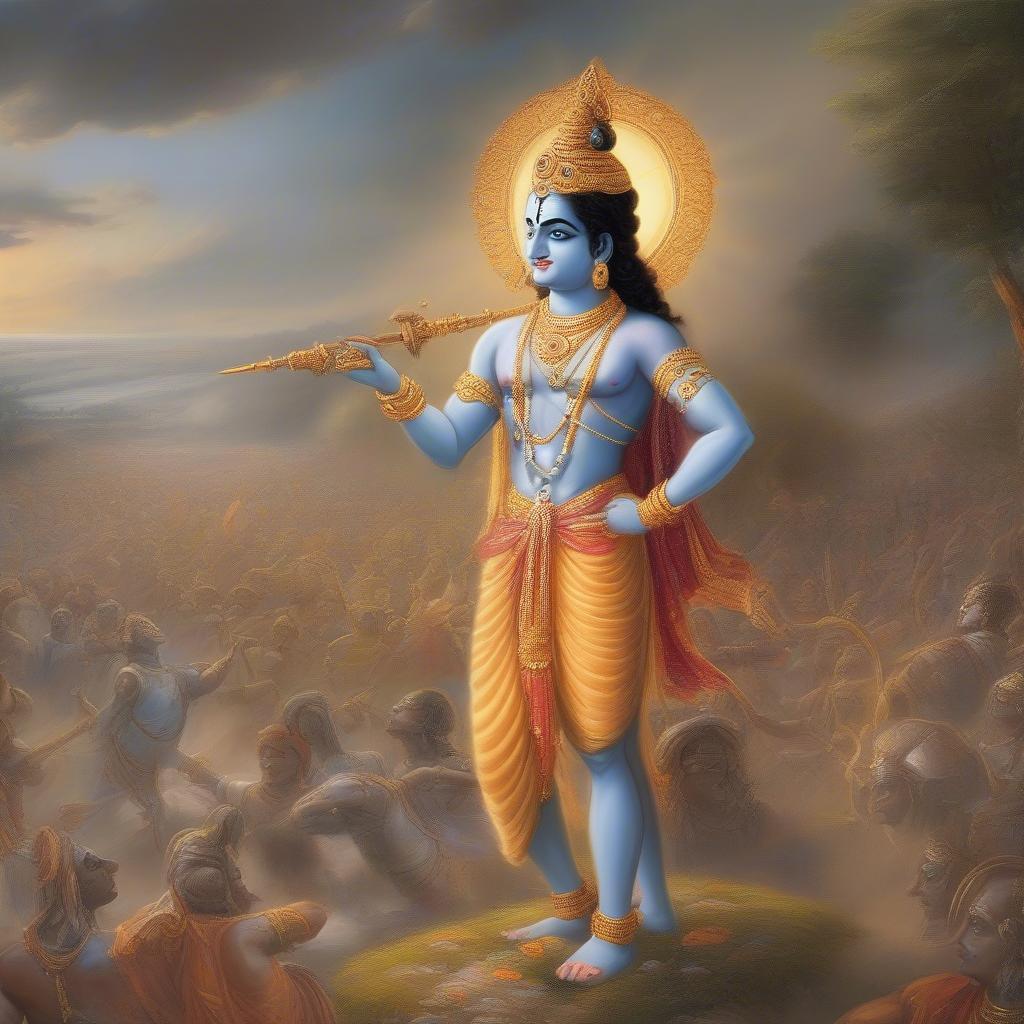 Krishna imparting wisdom in the Bhagavad Gita