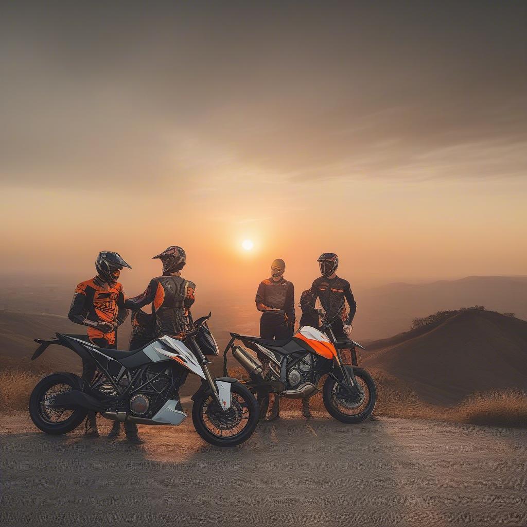 Group of KTM Riders at Sunset