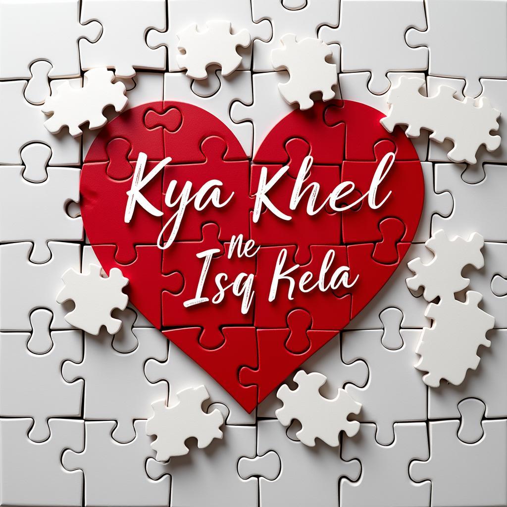 Heart Shaped Puzzle with "Kya Khel Ishq Ne Khela" written on it