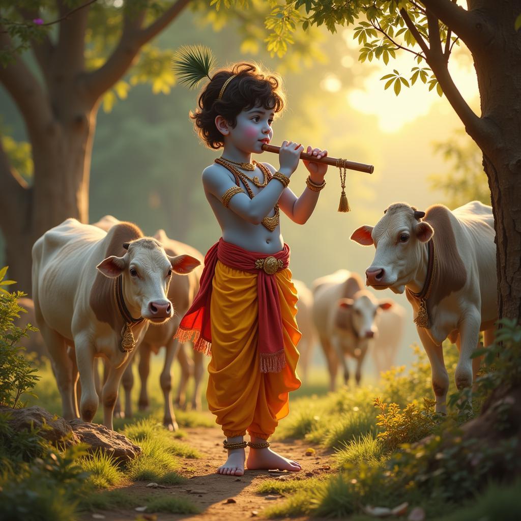 Little Krishna Playing Flute