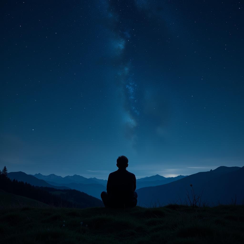 Lonely Night Shayari: A Person Sitting Alone Looking at the Stars