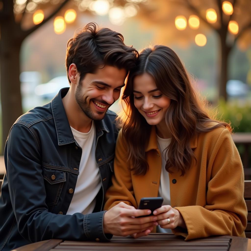 Romantic Couple Sharing a Shayari