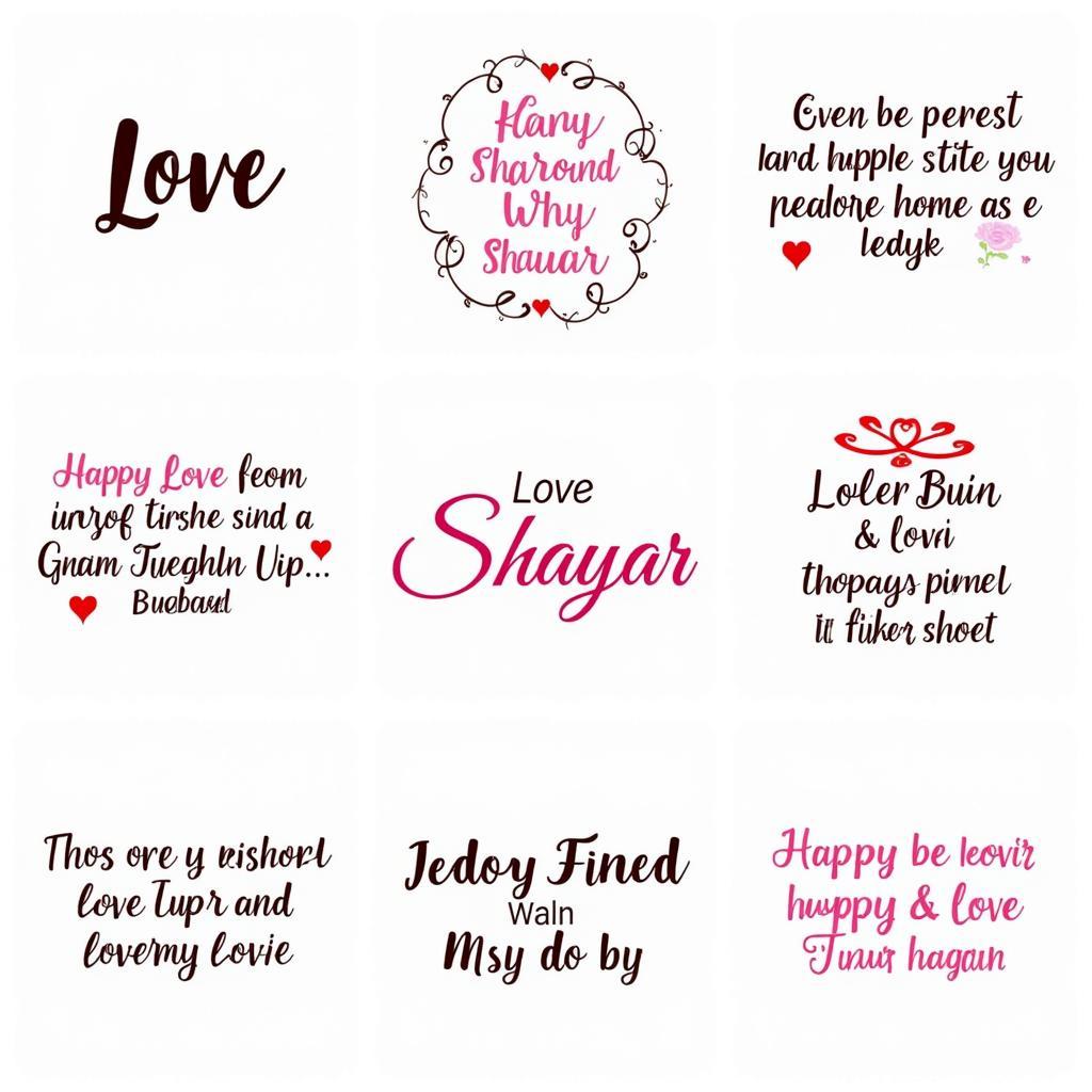 Examples of Love Shayari PNG Text