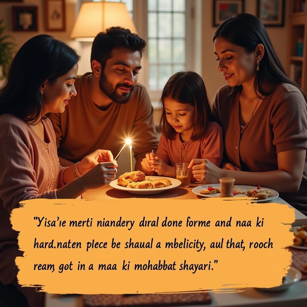 A family gathered together, listening to someone reciting shayari.