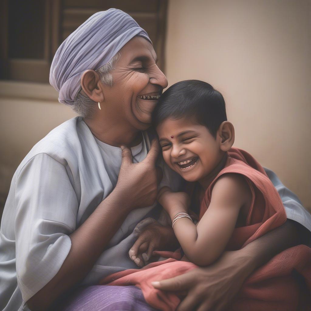 Mama Bhanja Bond: Depicting the heartwarming connection between a mama and his bhanja through a photograph of them laughing together, showcasing their playful and affectionate relationship.