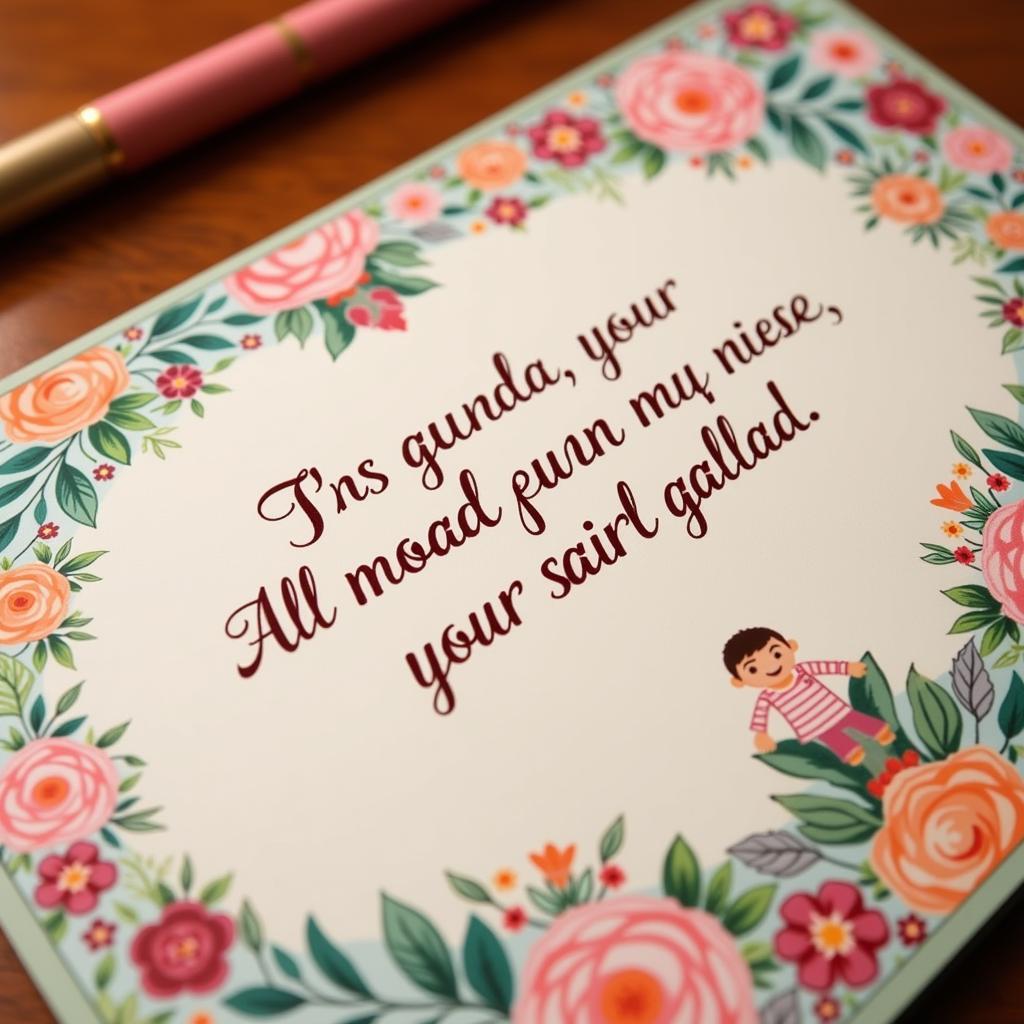 Image of a handwritten mausi shayari on a greeting card