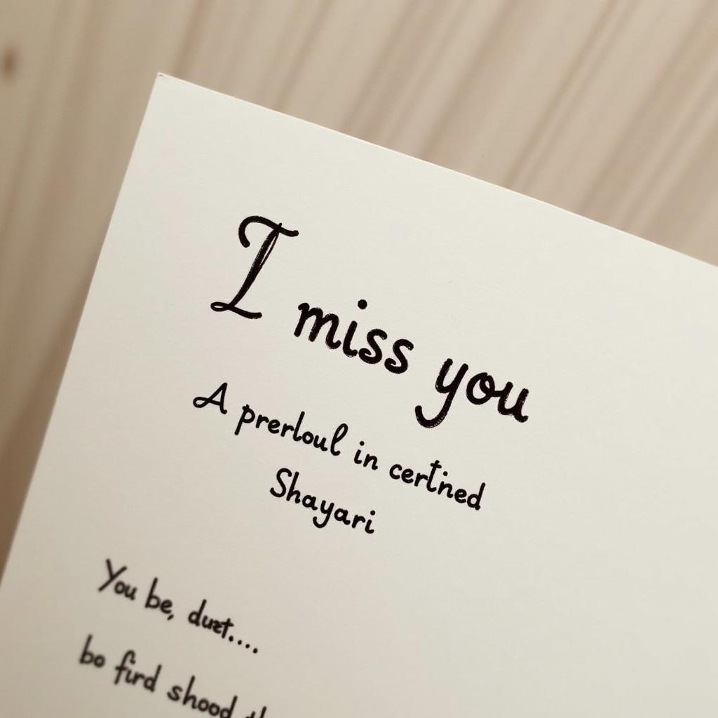 A handwritten letter featuring "I miss you" shayari.