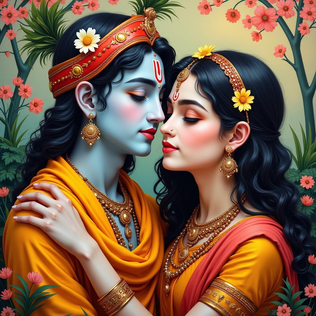 Modern Artistic Interpretation of Radha Krishna