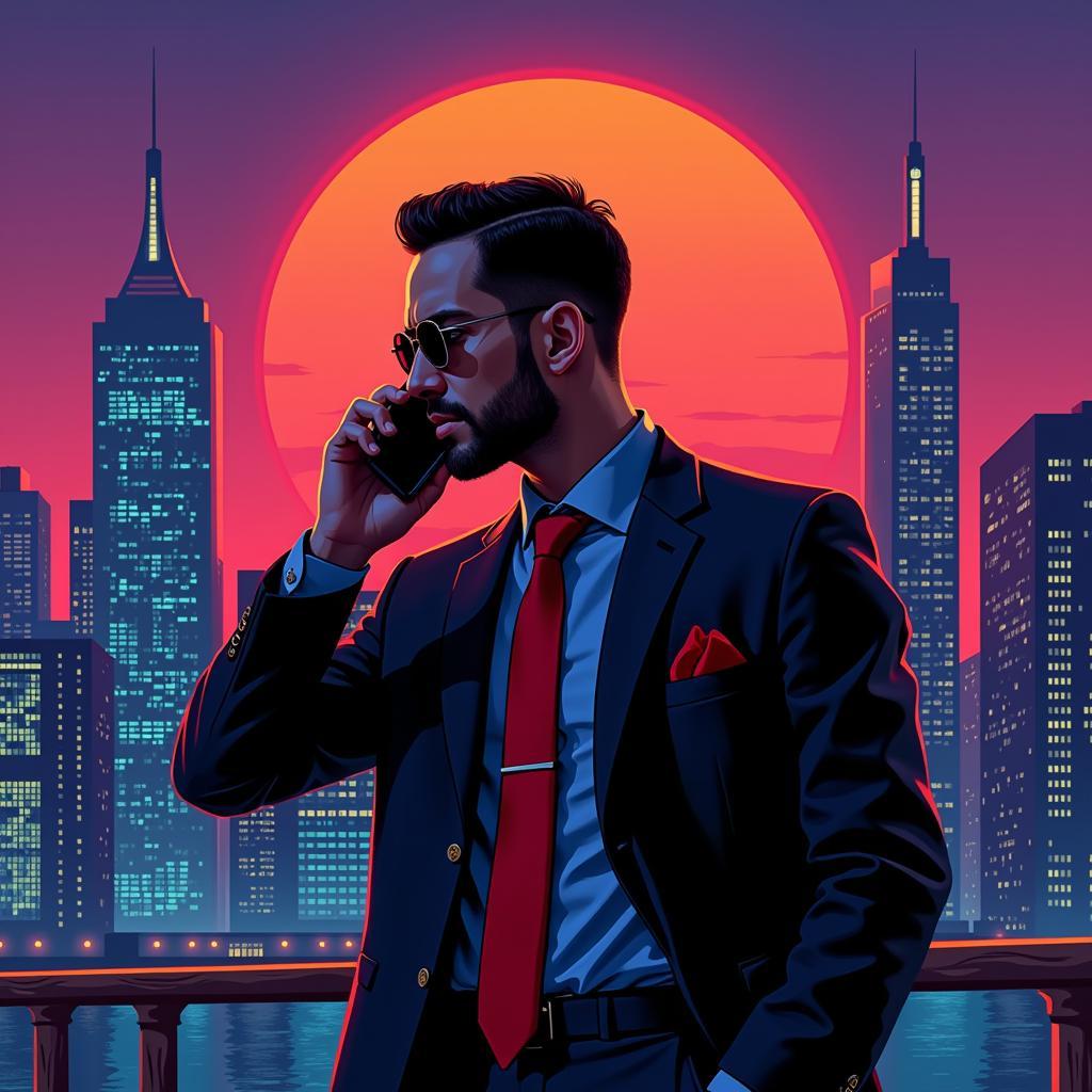 Modern Gangster in a Cityscape