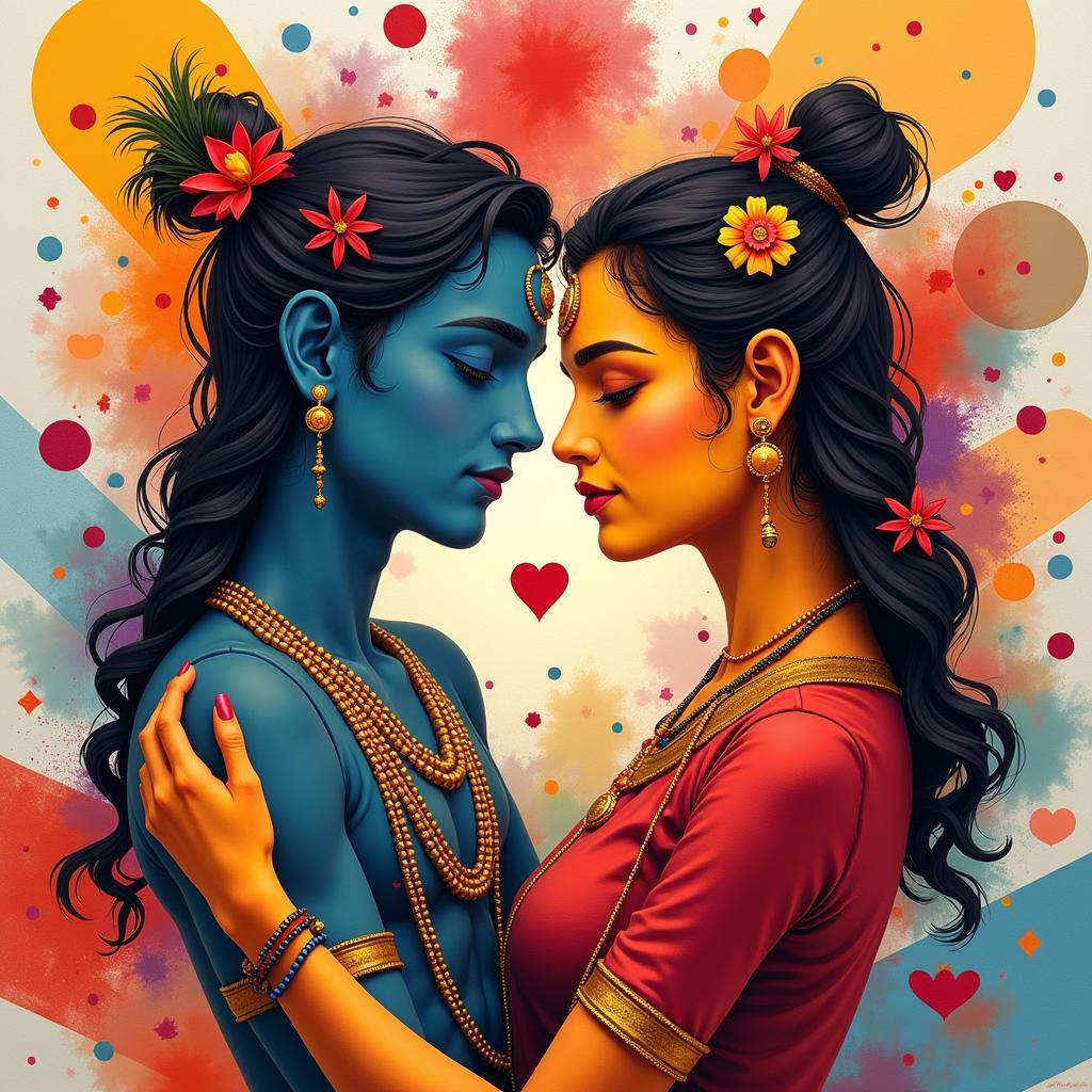 Modern Radha Krishna Art